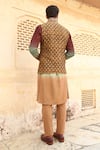 Shop_Soniya G_Beige Silk Kurta Set With Bundi_at_Aza_Fashions