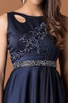 Buy_Mehak Murpana_Blue Milano Satin Embroidery Round Embellished Draped Gown _Online_at_Aza_Fashions