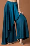 Buy_Mehak Murpana_Blue Milano Satin Embroidery Round Top And Draped Pant Set _Online_at_Aza_Fashions