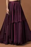 Shop_Mehak Murpana_Maroon Milano Satin Embroidery One Shoulder Blouse And Lehenga Set _Online_at_Aza_Fashions