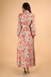 Shop_SAKSHAM & NEHARICKA_Beige Cotton Silk Lapel Printed Wrap Dress _at_Aza_Fashions