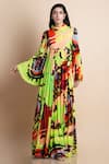 Saksham & Neharicka_Multi Color Cotton Silk Cowl Printed Maxi Dress _Online_at_Aza_Fashions