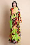 Buy_Saksham & Neharicka_Multi Color Cotton Silk Cowl Printed Maxi Dress _Online_at_Aza_Fashions
