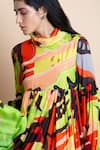 Saksham & Neharicka_Multi Color Cotton Silk Cowl Printed Maxi Dress _at_Aza_Fashions