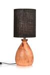 Shop_Green Girgit_Black Shade Jute And Base Wood & Iron Dome Table Lamp_at_Aza_Fashions