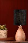 Green Girgit_Black Shade Jute And Base Wood & Iron Dome Table Lamp_Online_at_Aza_Fashions