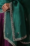 Weaver Story_Green Organza Hand Embroidery Floral Zardozi Border Dupatta _Online_at_Aza_Fashions