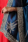 Weaver Story_Blue Organza Hand Embroidery Barfi Stitch Dupatta _Online_at_Aza_Fashions