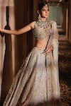 Buy_Miku Kumar_Ivory Silk Hand Embroidered Sequin Scattered Embellished Lehenga Set For Women_at_Aza_Fashions