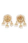 Zariin_Gold Plated Pearls, Cut Work Filigree Bead Studs _Online_at_Aza_Fashions
