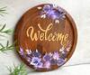 Shop_Floursha_Brown Acacia Wood Hand Paint Ivy Floral Wall Plate _at_Aza_Fashions