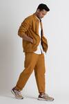 Buy_Three_Yellow Cotton Zipper Bomber Jacket And Pant Set _Online_at_Aza_Fashions