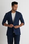 Buy_THREE_Blue Cotton Blazer And Pant Set _at_Aza_Fashions