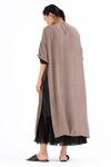 Shop_THREE_Brown Silk Midi Dress_at_Aza_Fashions