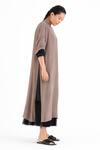 THREE_Brown Silk Midi Dress_Online_at_Aza_Fashions