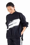 Buy_THREE_Black 100% Cotton Stretch Poplin Printed Sweatshirt  _at_Aza_Fashions