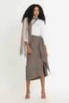 Buy_Three_Grey Crepe Twisted Knot Skirt_at_Aza_Fashions