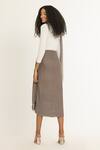 Shop_Three_Grey Crepe Twisted Knot Skirt_at_Aza_Fashions