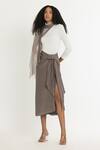 Three_Grey Crepe Twisted Knot Skirt_Online_at_Aza_Fashions