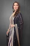 Shop Punit Balana Black Silk Chanderi Round Kurta With Dupatta at Aza Fashions Shop_Punit Balana_Black Silk Chanderi Round Kurta With Dupatta _at_Aza_Fashions