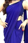 ARPAN VOHRA_Blue Georgette Pre-stitched Saree Gown With Blouse _at_Aza_Fashions