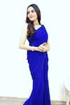 Shop_ARPAN VOHRA_Blue Georgette Pre-stitched Saree Gown With Blouse _at_Aza_Fashions