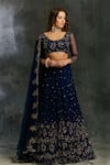 Shop_ASTHA NARANG_Midnight Blue Net Sequin Shimmer Lehenga_at_Aza_Fashions