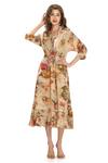 Buy Whimsical By Shica Beige Double Georgette Watercolour Print Round Wrap Dress at Aza Fashions Buy_Whimsical By Shica_Beige Double Georgette Watercolour Print Round Wrap Dress _at_Aza_Fashions