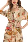 Shop Whimsical By Shica Beige Double Georgette Watercolour Print Round Wrap Dress at Aza Fashions Shop_Whimsical By Shica_Beige Double Georgette Watercolour Print Round Wrap Dress _at_Aza_Fashions