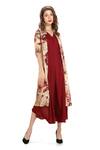 Buy_Whimsical By Shica_Red Silk Organza Watercolour Print Round Jacket Style Dress _at_Aza_Fashions