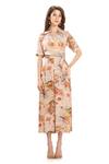Buy Whimsical By Shica Beige Double Georgette Watercolour Print Collared Neck Floral Jumpsuit at Aza Fashions Buy_Whimsical By Shica_Beige Double Georgette Watercolour Print Collared Neck Floral Jumpsuit_at_Aza_Fashions