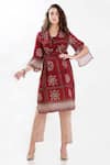 Buy_Whimsical By Shica_Maroon Cotton Silk V Neck Printed Tunic _Online_at_Aza_Fashions