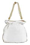 Shop_The Purple Sack_White Embroidery, Beads Hand Potli Bag _at_Aza_Fashions