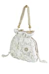 The Purple Sack_White Embroidery, Beads Hand Potli Bag _Online_at_Aza_Fashions