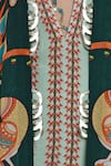 Limerick By Abirr N' Nanki_Green Crepe Asymmetric Printed Cape_at_Aza_Fashions