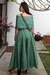 Shop_Jade by Monica and Karishma_Green Tulle Embroidered Thread Work V Neck Cape Crop Top And Sharara Set  _at_Aza_Fashions