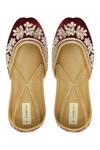 Buy_Jutti Choo_Maroon Floral-embroidered-juttis_at_Aza_Fashions