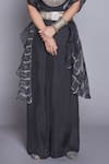 Buy_Jade by Monica and Karishma_Black Organza Round Cape And Pant Set  _Online_at_Aza_Fashions