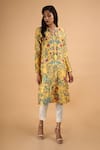 SAKSHAM & NEHARICKA_Yellow Chanderi Round Kurta  _Online_at_Aza_Fashions