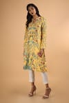 Buy_SAKSHAM & NEHARICKA_Yellow Chanderi Round Kurta  _Online_at_Aza_Fashions