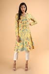 Buy_SAKSHAM & NEHARICKA_Yellow Chanderi Round Kurta  _at_Aza_Fashions