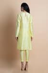 Shop_SAKSHAM & NEHARICKA_Yellow Handwoven Chanderi Round Kurta  _at_Aza_Fashions