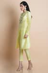 Buy_SAKSHAM & NEHARICKA_Yellow Handwoven Chanderi Round Kurta  _Online_at_Aza_Fashions