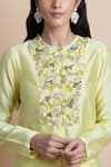 SAKSHAM & NEHARICKA_Yellow Handwoven Chanderi Round Kurta  _at_Aza_Fashions