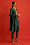 Buy_SAKSHAM & NEHARICKA_Green Pure Handwoven Chanderi Round Kurta  _Online_at_Aza_Fashions