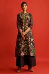 Saksham Neharicka_Black Chanderi Cotton Silk Printed Kurta_Online_at_Aza_Fashions