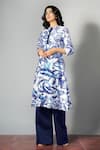 Buy_SAKSHAM & NEHARICKA_Blue Chanderi Embroidery Round Printed Kurta  _at_Aza_Fashions