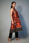 SAKSHAM & NEHARICKA_Black Chanderi Printed Floral Halter Kurta  _Online_at_Aza_Fashions