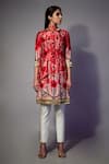 Buy_SAKSHAM & NEHARICKA_Red Chanderi Printed Floral Round Kurta  _Online_at_Aza_Fashions