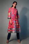 Buy_SAKSHAM & NEHARICKA_Red Chanderi Printed Floral Round Kurta  _at_Aza_Fashions